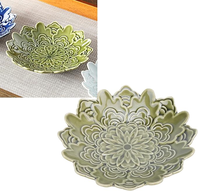 GLOGLOW Decorative Dish Vintage Japanese Snack Plate Ceramic Small Appetizer Plate for Nuts Fruits Sushi Condiments Desserts Tea Tray with Elegant Retro Design
