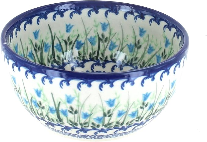 Blue Rose Polish Pottery - Blue Misty Dessert Bowl - 5" Diameter - Perfect Bowl for Desserts, Appetizers, and Snacks