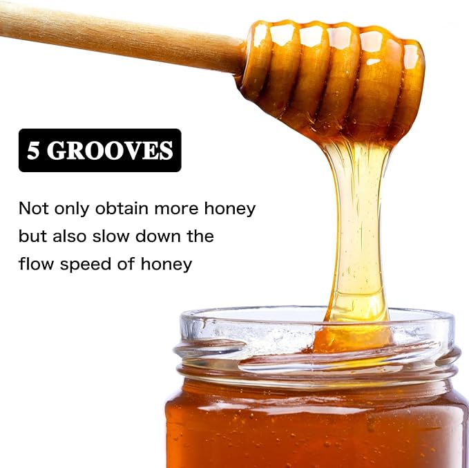 BLUE TOP 8 PCS Honey Dipper Sticks Honey Spoon 6 Inch Individually Wrapped Honey Stirrer Stick Mixing Spoon for Honey Jar Dispense Drizzle Honey Wedding Party