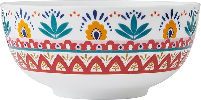 Mikasa Painted Medallion Set of 4 Bone China All Purpose Soup Cereal Bowl, 18 Ounces