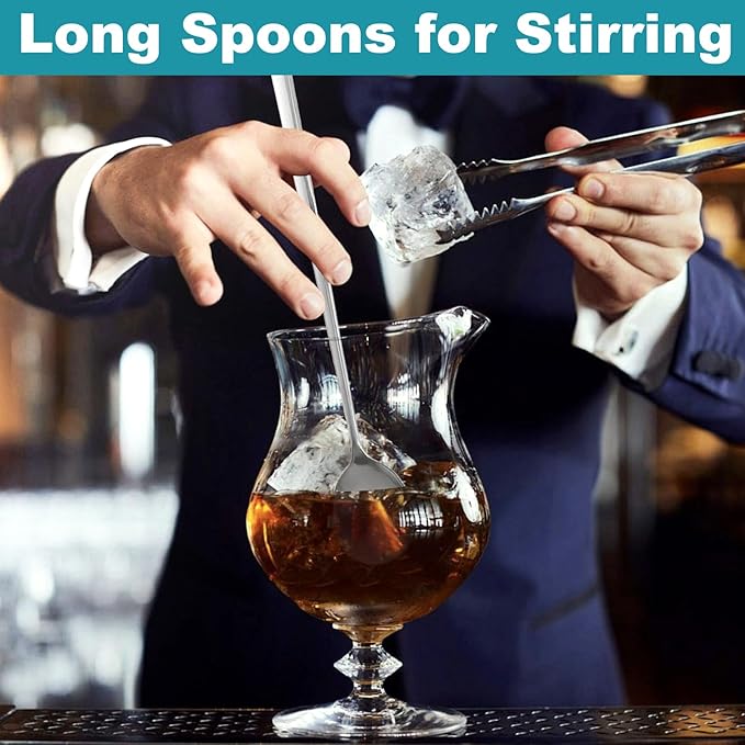 9.5-Inch Long Spoon, Ice Tea Spoons for Ice Cream, Coffee, Cocktail, Stainless Steel Long Spoons for Stirring, Long Handle Spoon, Set of 6