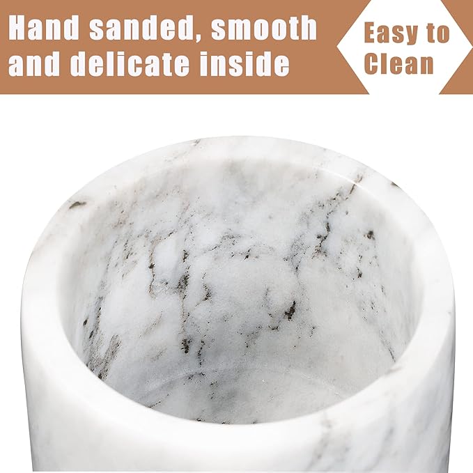 Marble Sugar Bowl with Lid & Spoon, Sugar Container 11oz,Sugar Dispenser Handcrafted from Natural Marble, Smooth Inside (light white grey)