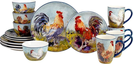 Certified International Rooster Meadow 16 Piece Dinnerware Set, Service for 4