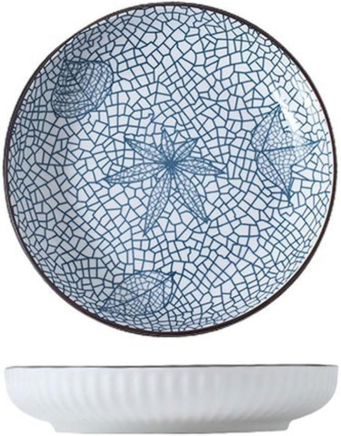 7-Inch Japanese vertical deep plate, simple ceramic tableware for home use - 2 maple leaves