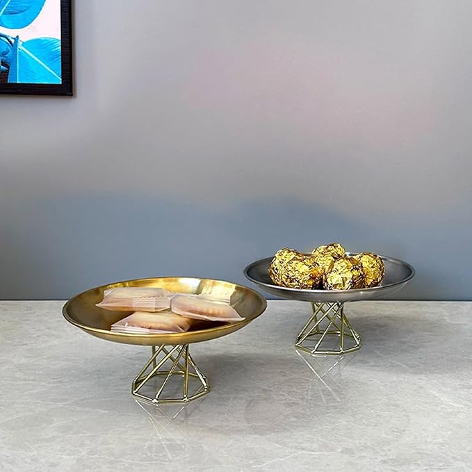 Stainless Steel Platter for Table Centerpieces Elegant Decorative Dessert Plate Practical High-Footed Food Serving Tray Birthday Party Serveware