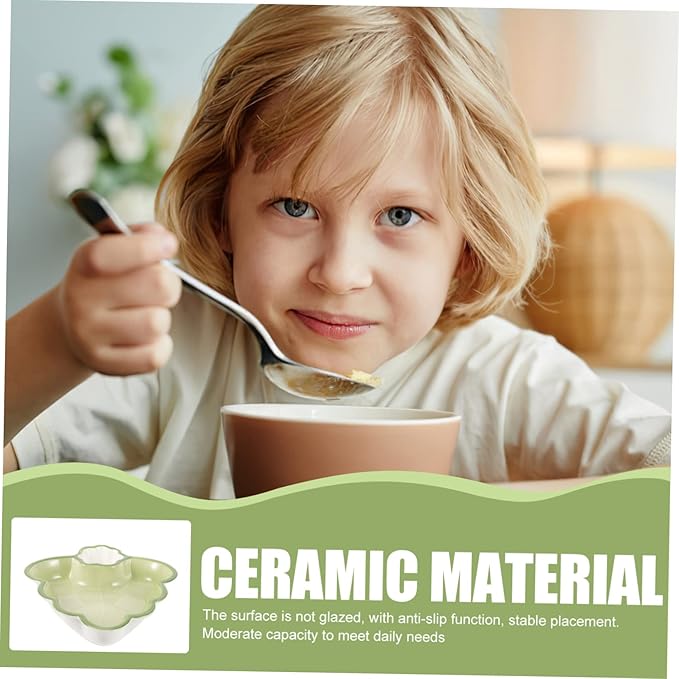 LIFKOME Stackable Ceramic Boy Girl's Plate Sections and Sauce Dishes for Snacks Fruits and Desserts Easy to Clean