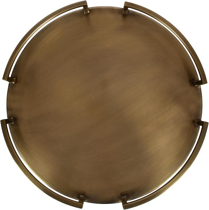 Kate and Laurel Gohana Round Tray with Metal Handles, 16 Inch Diameter, Antique Brass, Modern Glam Serving Tray with Handles for Use as Ottoman Topper or Living Room Decor