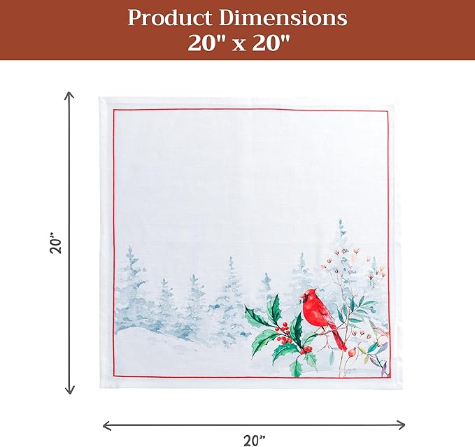 Maison d' Hermine Cloth Napkins Set of 4 100% Cotton for Thanksgiving Christmas Decorations Everyday Reusable Square Fall Napkins Cloth Washable Dinner Party (Morzine, 20"x20")