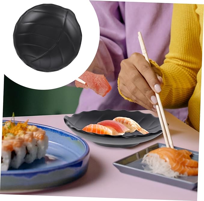 Zerodeko Unique Housewarming Leaf Texture Snack Plate Mini Black Appetizer Plate