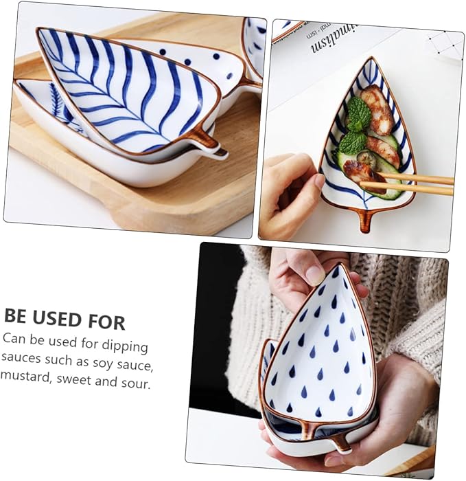3Pcs Random Style Ceramic Snack Food Plates Versatile Seasoning Dish for Sauces Condiments Appetizers Dips for Storing Chili Powder Sauce Mustard More