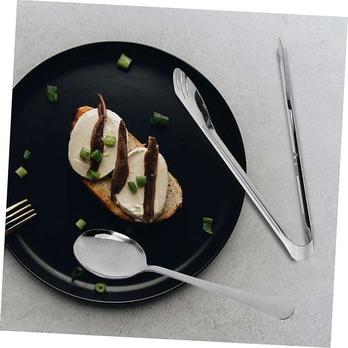 ABOOFAN 2sets Stainless Steel Utensil Set Serving Spoons Forks Slotted Spoons Tongs Portable Travel Utensils for Parties
