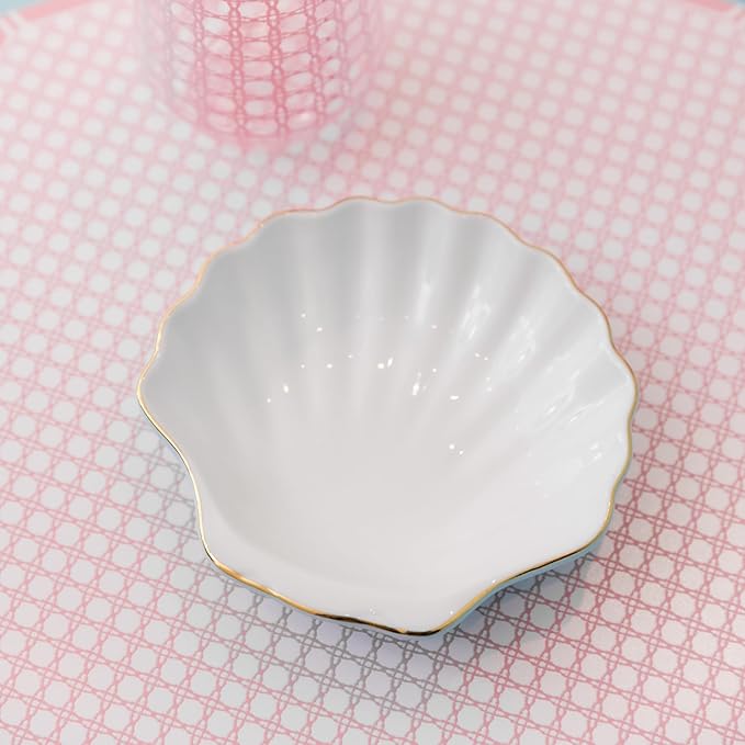 Lilly Pulitzer 6.5 Inch Seashell Appetizer Plates, Ceramic Plate Set of 2, Unique Plates for Home Kitchen, Blue and White Shells