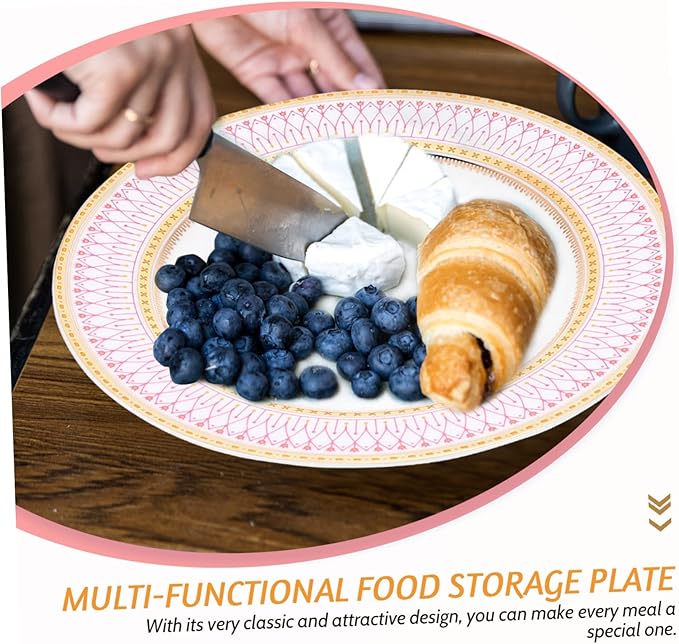 Happyyami European Style Multi-Function Serving Plate 10-Inch Household Steak Plate for Desserts and Appetizers Sturdy Ceramic Food Tray for Parties and Everyday Use