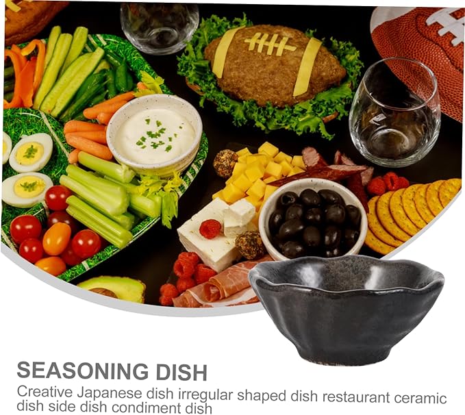 1Pc Creative Irregular Ceramic Seasoning Dish Unique Appetizer Plate for Dipping Sauces for Home Restaurant Use Attractive Design for Oil Sugar Vinegar and More