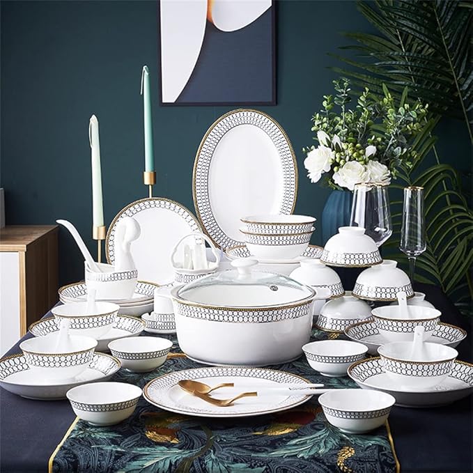 Bowls Plates Ceramic Tableware Ceramic Tableware 60 Pieces Rice Bowl Tableware Set