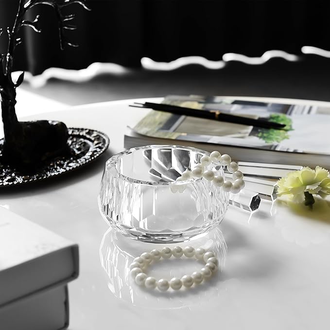 Crystal Candy Dish Hand-Cut Decorative Bowl W4.7 x H2.4 for Home Decor, Comes With Gift Box