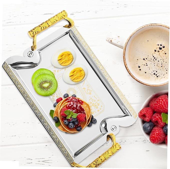 Happyyami Metal Serving Tray Fruit Trays Tiered Dessert Stand Decorative Snack Container