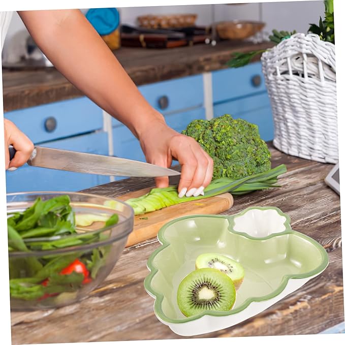 Ceramic Dumpling Plate with Sauce Compartment Cute Divided Serving Tray for Boys and Girls for Dipping Sauces Appetizers and Snacks for Home and Kitchen Use