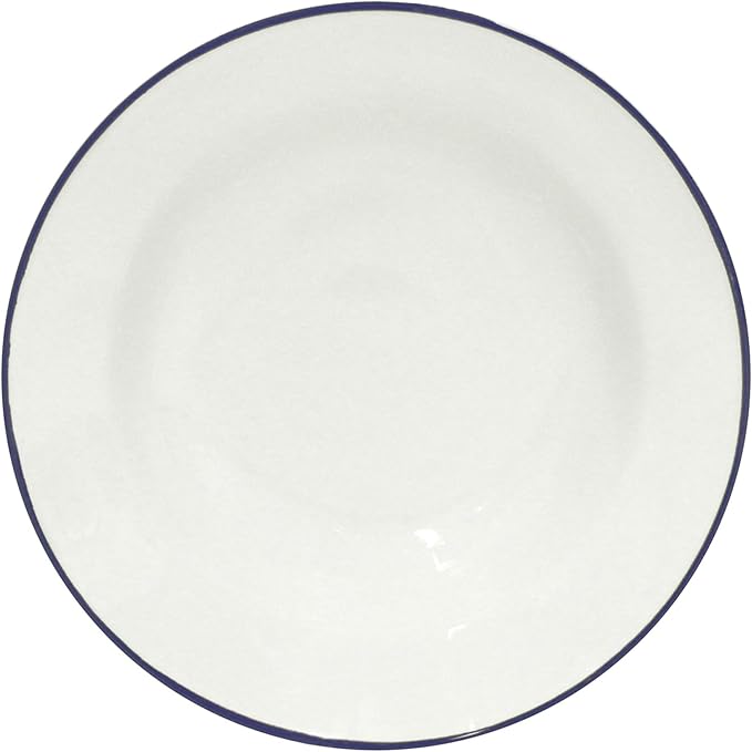 Costa Nova Ceramic Stoneware 8'' Soup Pasta Plate - Beja Collection, White & Blue | Microwave & Dishwasher Safe Dinnerware | Food Safe Glazing | Restaurant Quality Tableware