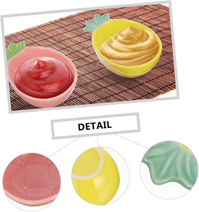 ABOOFAN 2pcs Pineapple Shape Ceramic Seasoning Dish Set Food Sauce Plates for Appetizers Versatile Flavor Dishes for Home Use for Soy Sauce and Vinegar