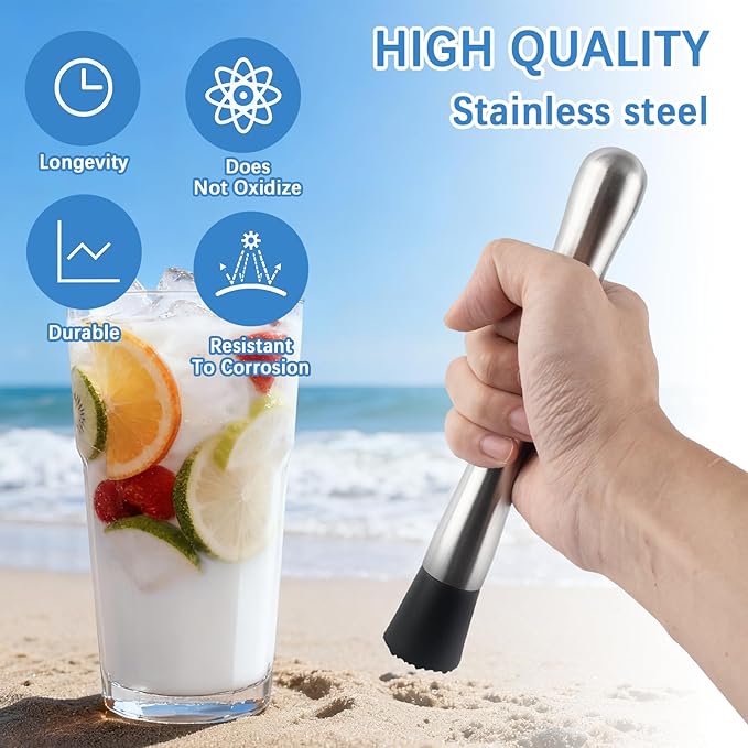 20 Pcs Muddler for Cocktails - Stainless Steel Bar Muddler Tool, Muller for Drinks Ice Crusher, Bartender Tools Set Home Bartender Bars Accessories