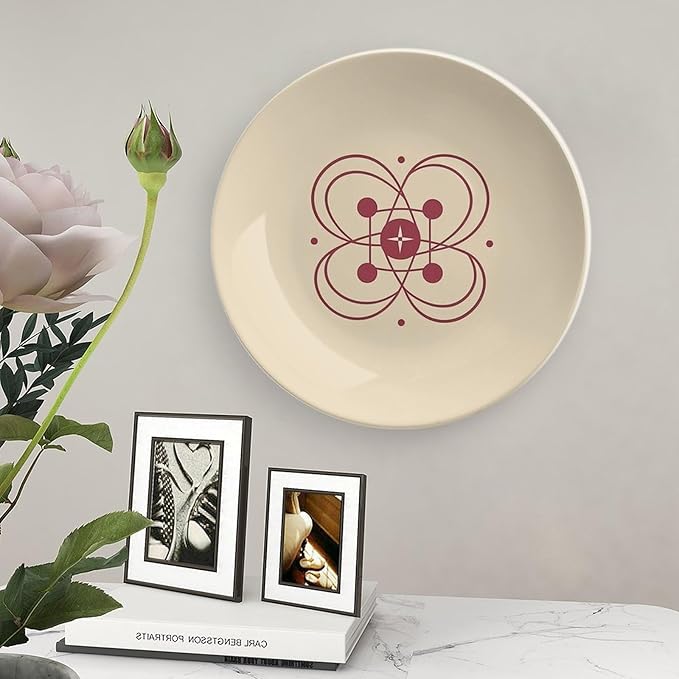 Decorative Plate 8inch Bone China Dessert Plates with Display Stand Ornament Ceramic Plates Simple Icon Art Crafts Porcelain Plate for Home Club Living Room