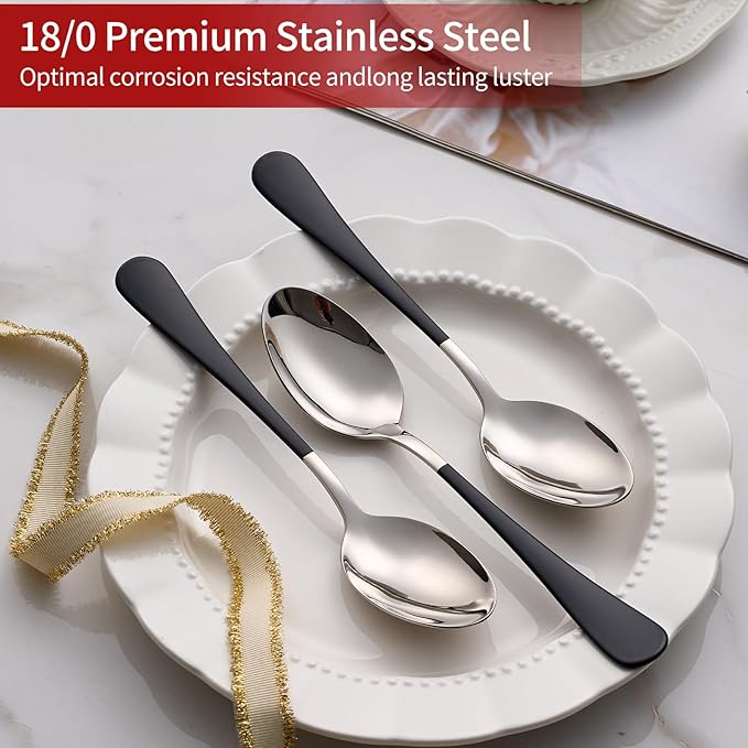 您之前提供的信息： Onlycooker 24 piece Black and Red Forks and Spoons Silverware Set,Black and Red Handle Silverware 18/0 Stainless Steel Flatware Forksand Spoons Dessert of 24