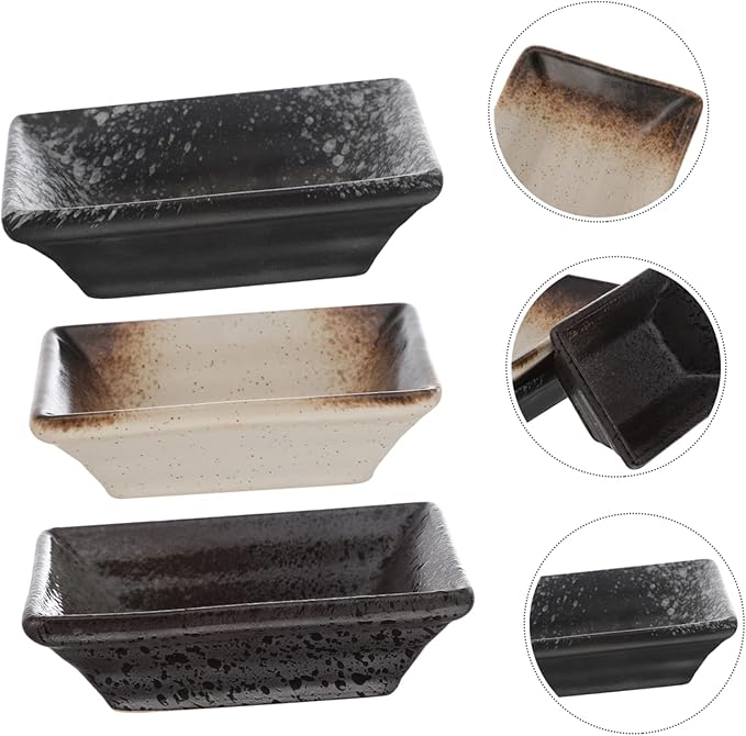 3pcs Japanese Style Ceramic Seasoning Dish Versatile Appetizer Plates for Dipping Sauce Condiments and Snacks Lightweight and Easy to Clean