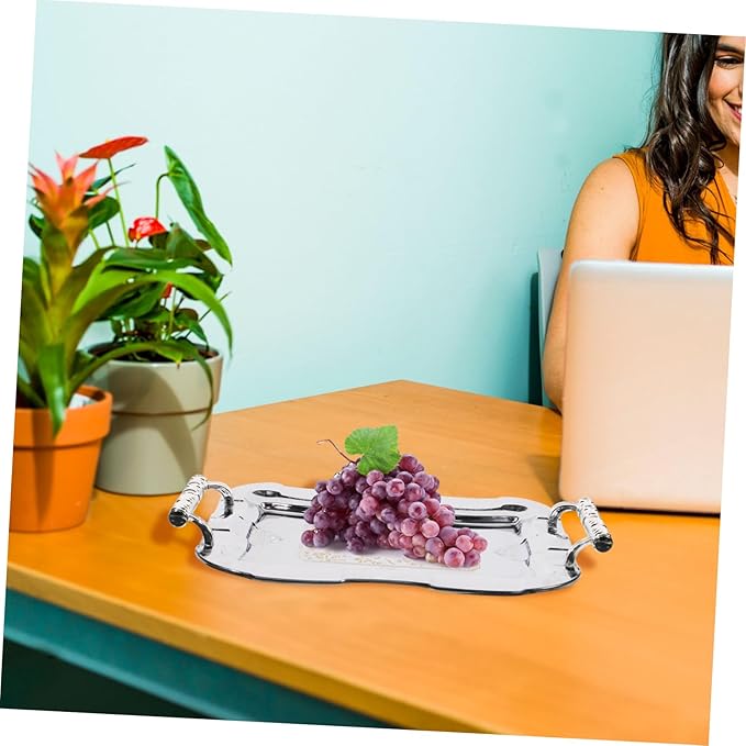 Unomor Elegant Stainless Steel Serving Tray Capacity Fruit Plate Versatile Desktop Fruit Tray Ktv Restaurant Dessert Serving Dish