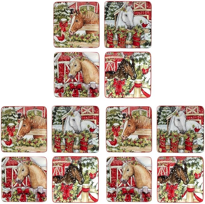 Certified International Homestead Christmas 6" Canape/Luncheon/Snack Plates, Multicolor, Small (Pack of 12)