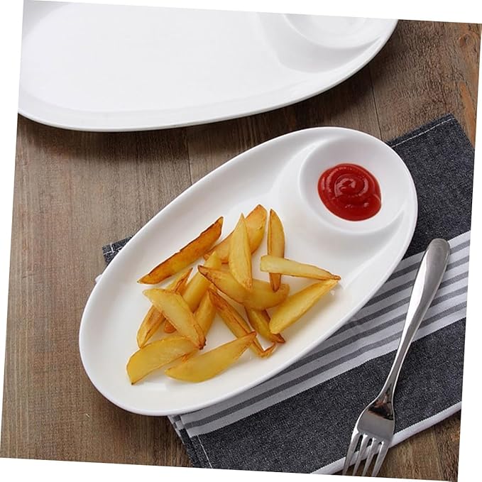 Amosfun Decorative Ceramic Appetizer Plate Divided Food Serving Tray for Dips Snacks and Sushi for Home Restaurant and Parties Easy to Clean and Dishwasher Safe