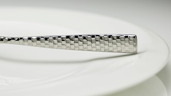 Fortessa Lucca Faceted 18/10 Stainless Steel Flatware Iced Tea Spoon, Set of 12