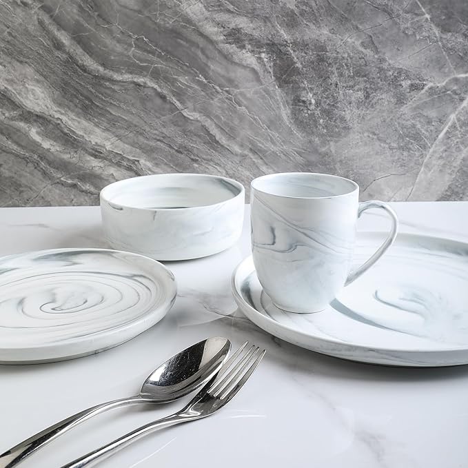 Stone Lain Brighton 16-Piece Dinnerware Set Porcelain, Gray