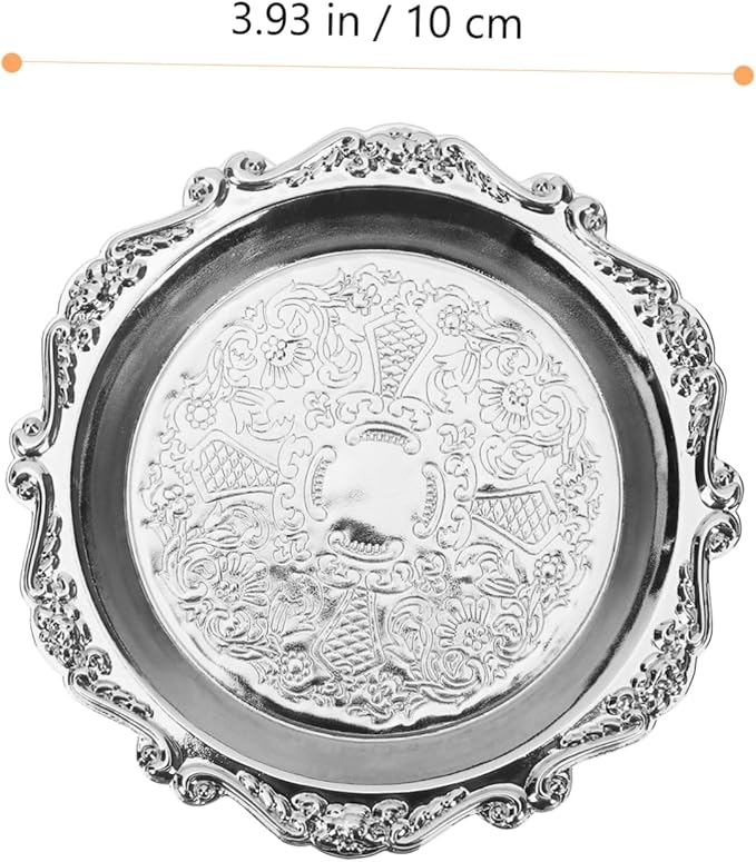 Happyyami 6pcs Mini Snack Plates Vintage Style Fruit Tray for Parties Serving Trays Elegant Metal Design Serving Dish for Chips and Nuts