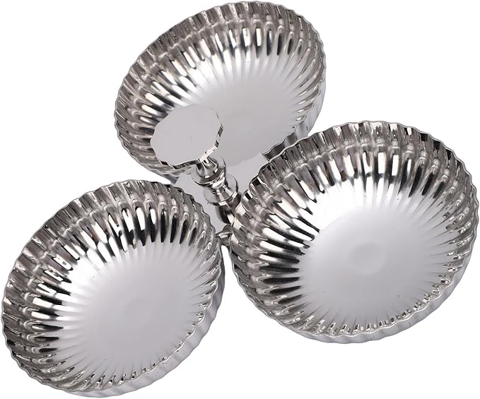 Pssopp Silver Tray Serving Plate, 304 Stainless Steel Reusable Snack Fruit Dessert Tray for Home Kitchen Party Nan