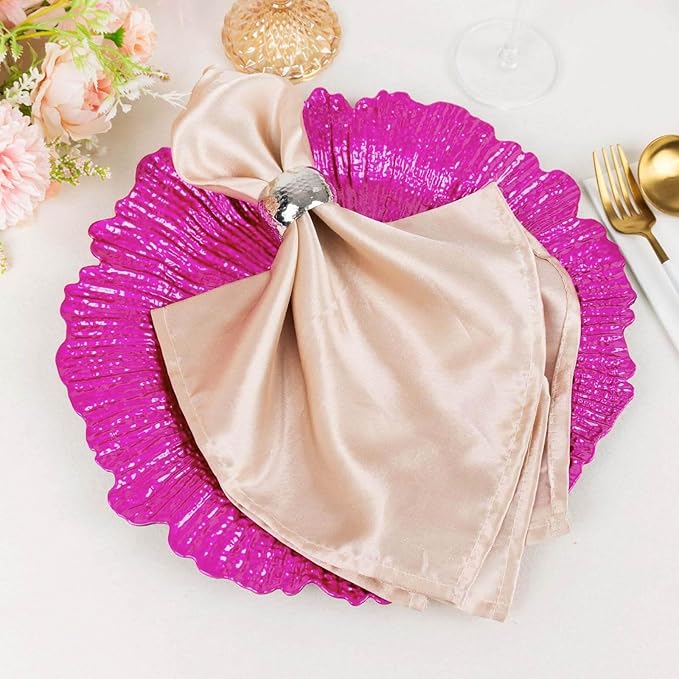 13" Charger Plates - Set of 12 - Acrylic Fuchsia Round Reef Disposable Chargers, Ideal for Dinner Party Wedding Holiday Bulk Events