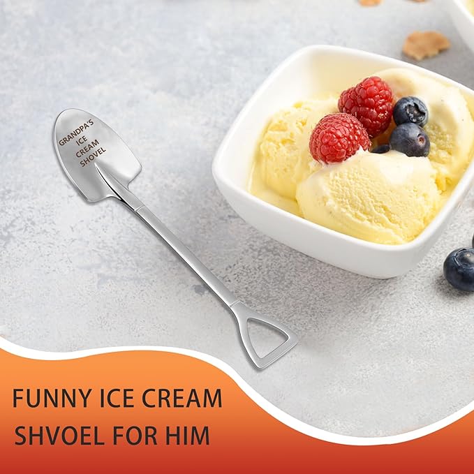 Funny Grandpa Christmas Birthday Gifts,Grandpa Gifts from Granddaughter,Fathers Day Ice Cream Shovel Spoon Presents for Grandfather,Funny Engraved Stainless Steel Spoon Shovel.