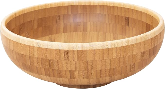 Totally Bamboo Classic Large Bamboo Serving Bowl, 12" x 12" x 4-1/2"