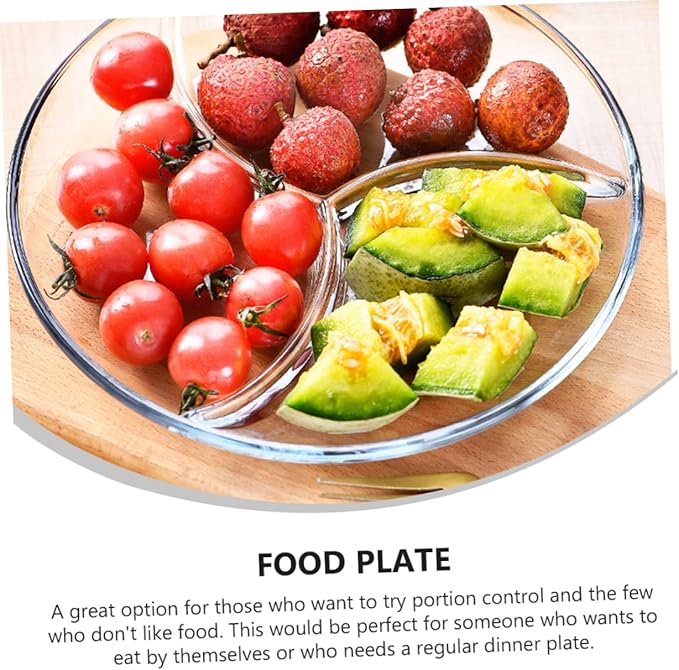 Ciieeo Serving Tray Fruit Salad Plate Compartment Dessert Plate Glass Tableware