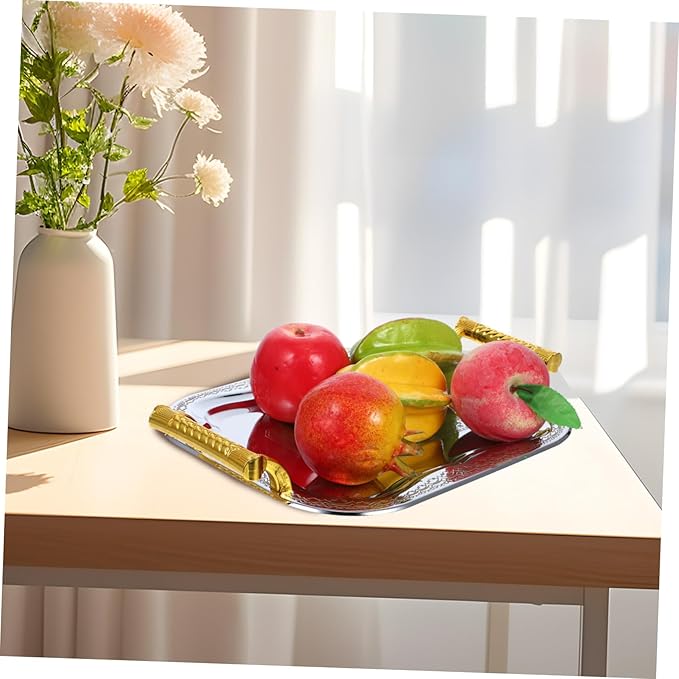 ABOOFAN Rectangular Serving Tray Handles Fruit Tray Platter Candy Organizer Delicate Fruit Plate for Party