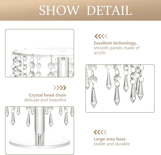 LANLONG Cake Stands for Party, Clear Acrylic Cake Stand for Dessert Table, 12.2in Round Crystal Cake and Cupcake Stand for Wedding Birthday Party Event Decorations