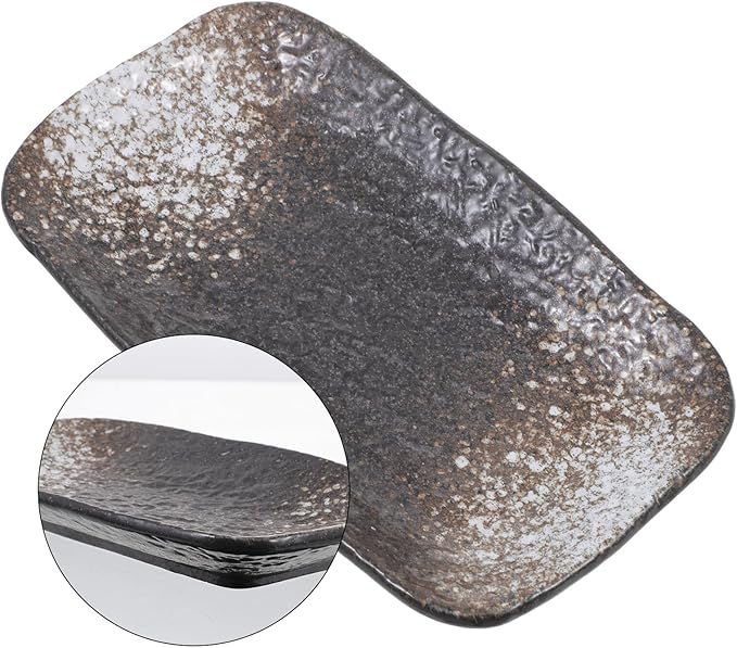 Starlight Blue Ceramic Sushi Plate High Temperature Resistant Snack and Dessert Dish Long Serving Tray for Dumplings and Appetizers with Stable Non-slip Base