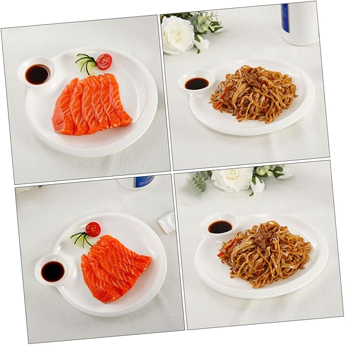 GLEAVI Ceramic Divided Dipping Sauce Plate for Dumplings and Sushi Multi-functional Chips Dish Home Accessory Easy to Clean for Appetizers and Condiments