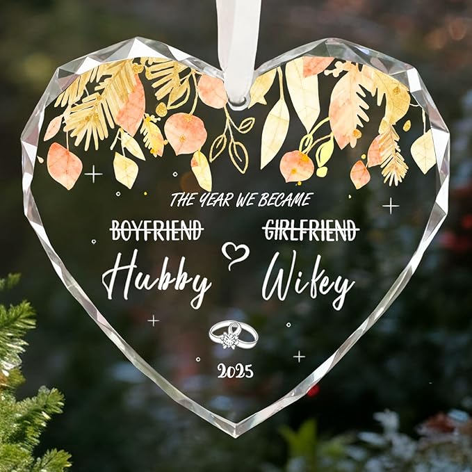 Wedding Gifts for Couples 2025 Personalized Christmas Ornaments Anniversary Valentines Christmas Engagement Gifts for Women Men Bride Just Married Couples Room Wedding Decorations Bridal Shower Gift
