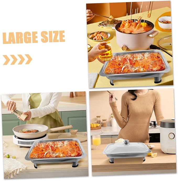 Alipis 430g Versatile Stainless Steel Serving Tray Legs Lunch Tray for Buffet Foods Holder
