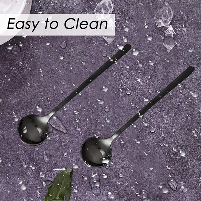 Pack of 8, Black Stainless Steel Espresso Spoons, findTop Mini Teaspoons Set for Coffee Sugar Dessert Cake Ice Cream Soup Antipasto Cappuccino, 5.3 Inch