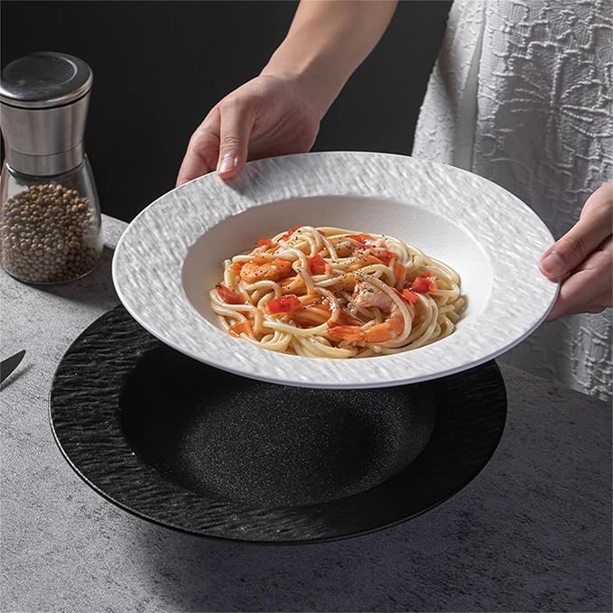 Dinner Plates Plate Simple Ceramic Plate Dinner Plate Vegetable Plate for Kitchen，White 10 inch