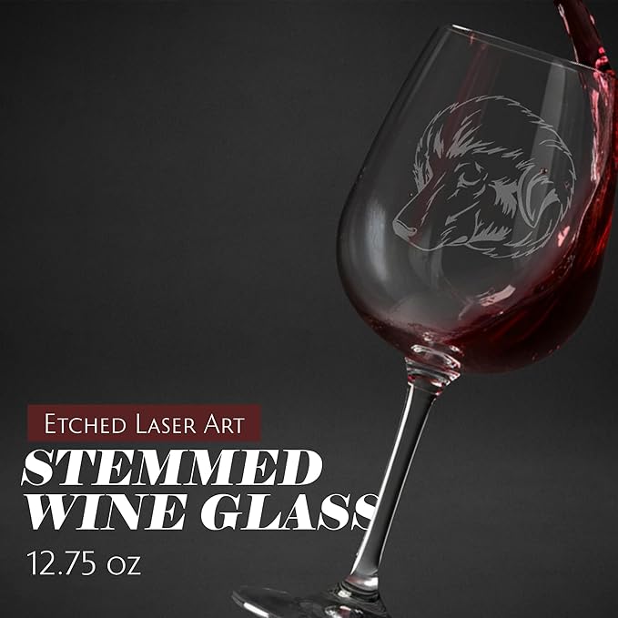 Etched Laser Art Bakharwal Personalized Dog Themed Etched 12.75oz Wine Glass Custom Dog Breed Wine Glasses, Ideal for Pet Lovers, Unique Birthday Gift for Men & Women, Personalized Gift