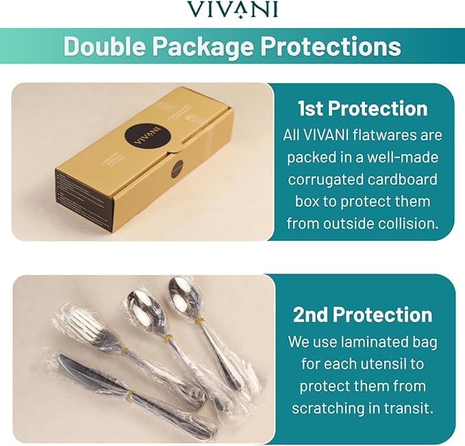 VIVANI 40pcs Champagne Silverware Set for 8, Food-Grade Stainless Steel Light Gold Flatware Set, Utensils Cutlery Set for Home and Cafes, Dishwasher Safe
