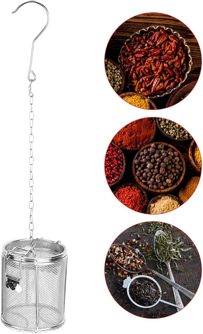 Mesh Tea Ball, Stainless Steel Tea Infuser Strainers Reusable Tea Filter Bags Diffusers with Chain Hook and Lid (8 * 10cm)